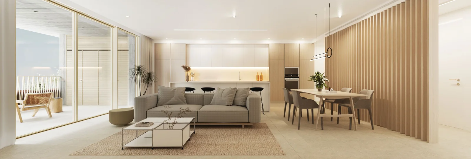 Open plan living and dining space